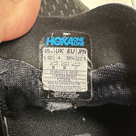 Hoka One One Womens Mach 6 1147834 BWHT Black Running Shoes Sneakers Size 5.5D - Picture 5 of 13